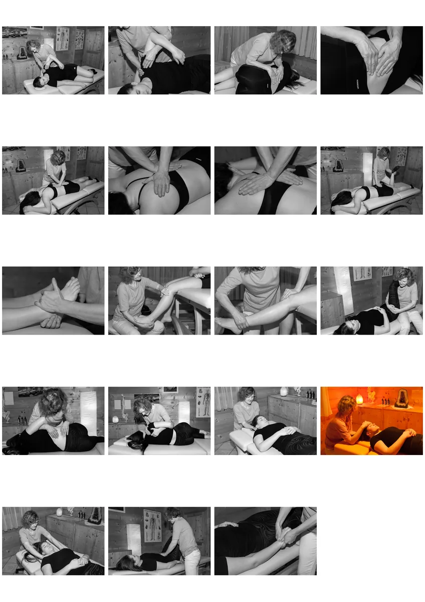 Collage mit Einblicken in die physiotherapeutische Behandlung